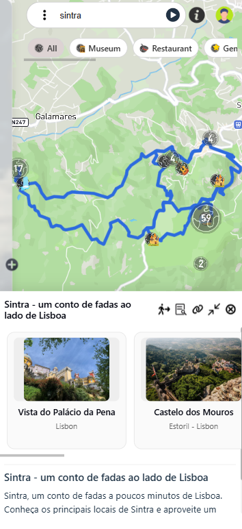 Mapa do tour no GuideMapper